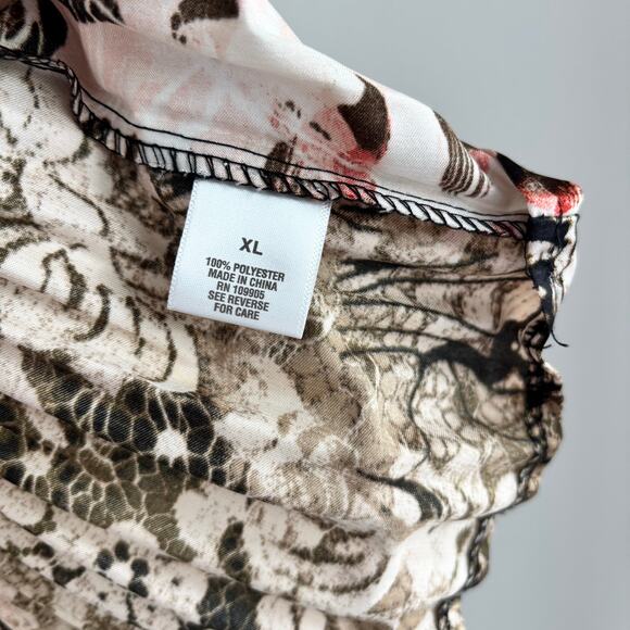 2000s Style DressBarn Accordion Pleat Blouse Short Sleeve Multi Color Size XL - Picture 4 of 8